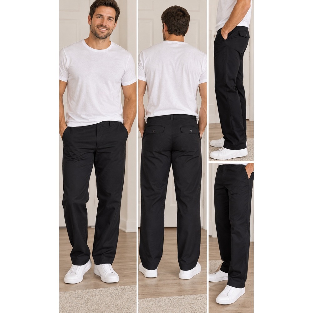 Zara Mens Straight Fit Black Chino Pants Trousers 6861/313 Size 29x30 NWT